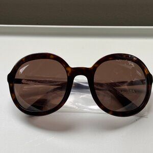 PRADA Sunglasses 0PR 09VS Tortoiseshell Havana Plastic Round Sunglasses NIB